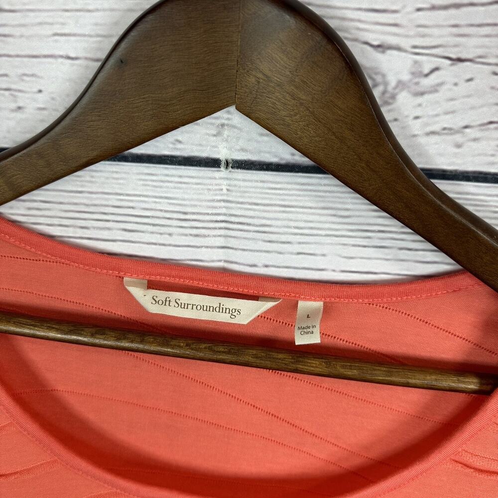 Soft Surroundings Tee Shirt Top Womens Large Orange Salmon Textured - Picture 4 of 12